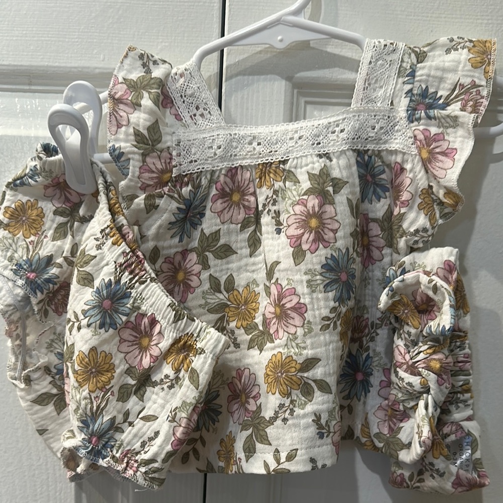 Chickpea Floral Kids Top with Ruffle Sleeves